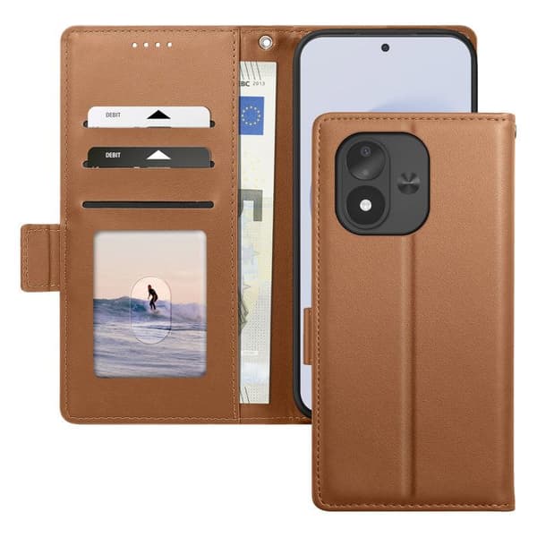 Plånboksfodral för Redmi Note 17 Serie Smart Book med Stöd Ljusbrun brun