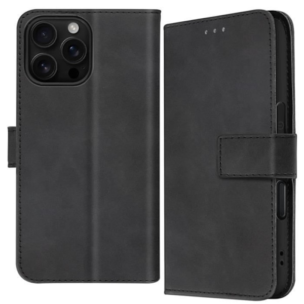 iPhone 16 Pro Max-fodral - AVIZAR - Portföljlock - Svart - Videostöd Svart