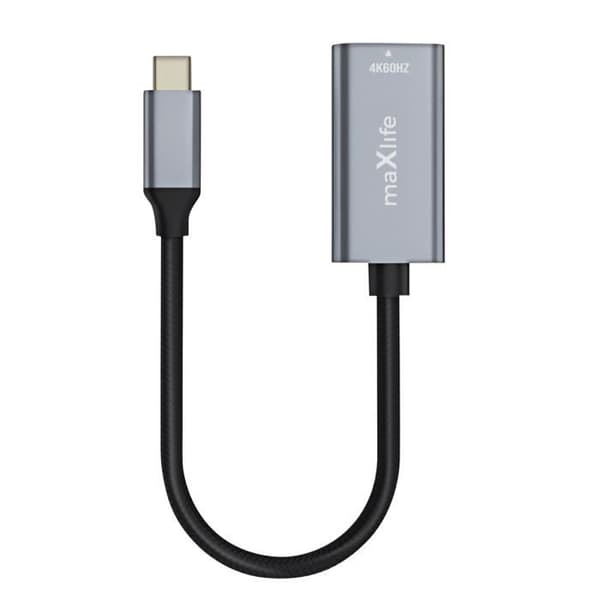 USB-C til HDMI Videoadapter - Maxlife - 4K - Kompakt Design - Lyd/Videotransmission - Grå