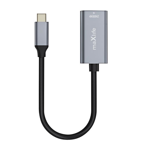 USB-C till HDMI videoadapter - Maxlife - 4K - Kompakt design - Ljud/Videotransmission - Grå