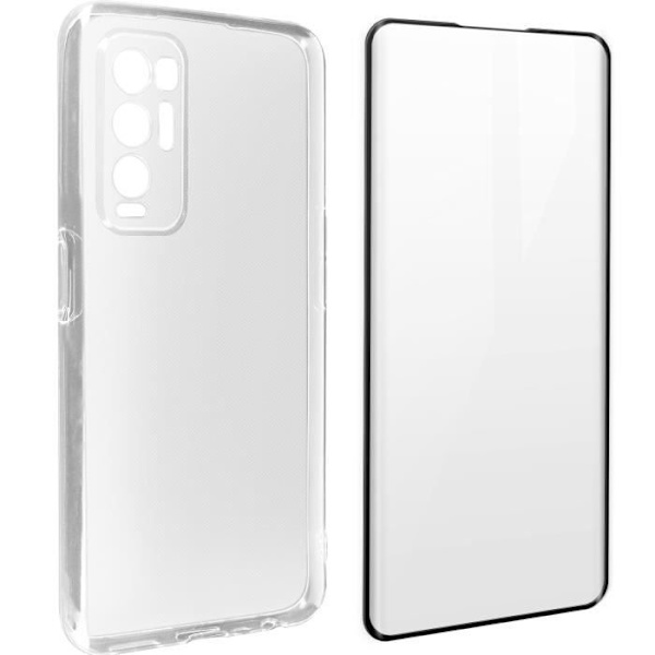 Oppo Find X3 Neo Soft Case ja 9H Tempered Glass Film - läpinäkyvä / musta musta