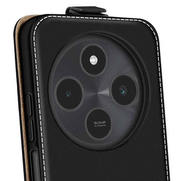 Hus til vertikal klap for Xiaomi Redmi 14C med kortlomme i sort Svart