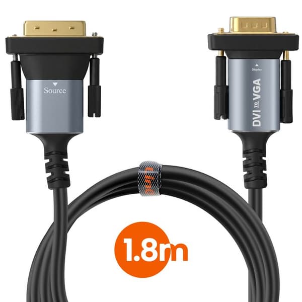 DVI-VGA-videoadapterikaapeli 1.8m Full HD 1080p LinQ Musta