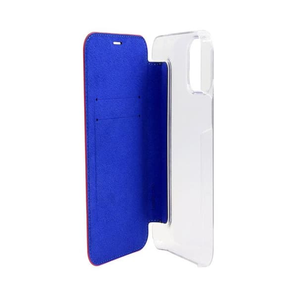 Étui Folio Premium - BEETLECASE - iPhone 12/iPhone 12 Pro - Röd Läder - Baksidan i Glas - Magnetisk Röd