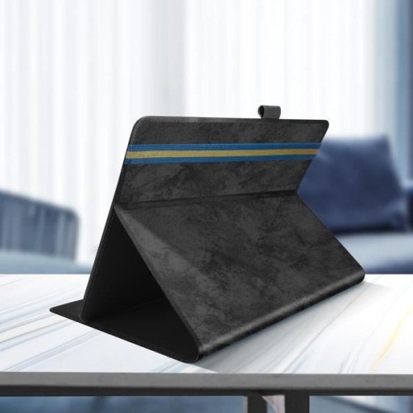 Universal 10-tommer Tablet Case Kunstlæder Marmor Design Video Support Sort Svart