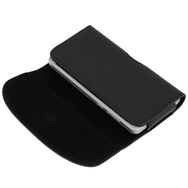 Bältesfodral - Universal - Svart - Ekologiskt läder - Kompatibel med smartphones upp till 140x70 mm - Flik Svart