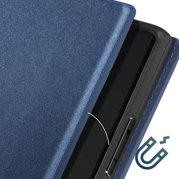 Fodral till Galaxy S24 Ultra - AVIZAR - Korthållare Video Support Magnetic Flip - Blå Blå