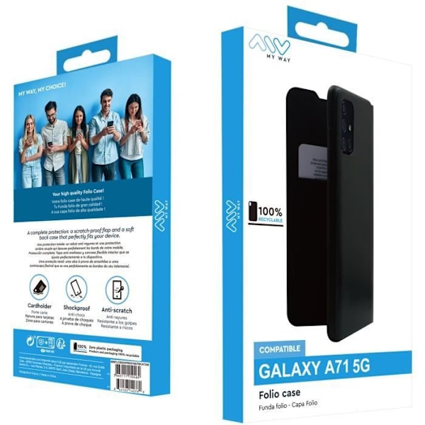 MYWAY Folio Case Musta: Samsung A71 5G Svart