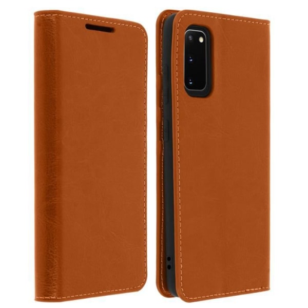 Galaxy S20 Folio Case Ægte læder kortholder Video Support - camel Brown