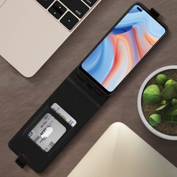 Fodral - AVIZAR - Oppo Reno 4 - Heltäckande skydd - Ekoleder - Svart Svart