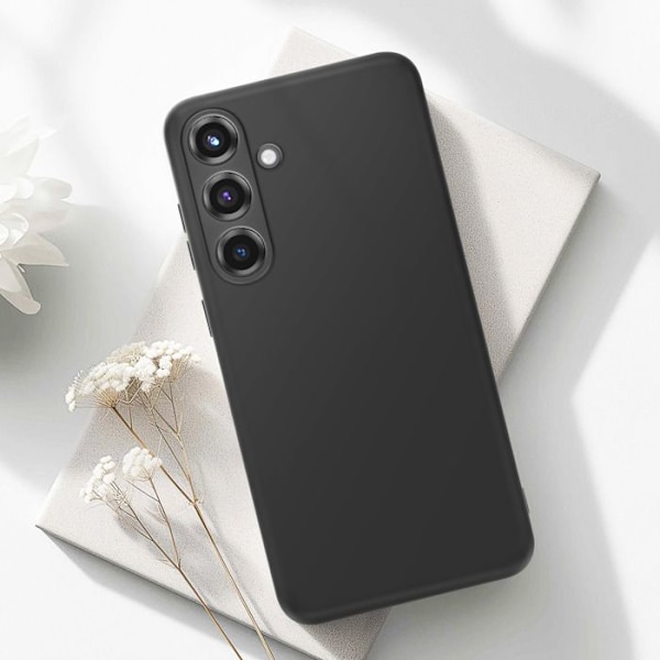 Samsung Galaxy S25: Puhelimen puolijäykkä Soft-touch Anti-traces -kuori, musta Svart