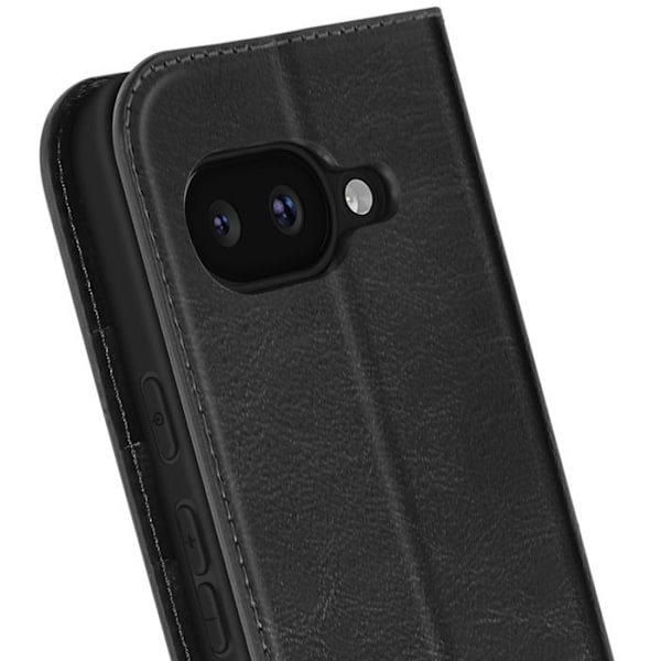 Nahkakuori Google Pixel 9a:lle Lompakko ja Video Tukiharja Musta Svart