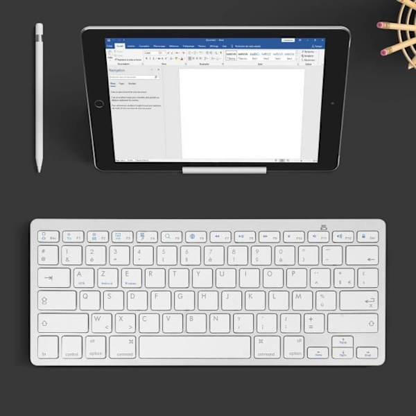 Langaton AVIZAR Bluetooth-näppäimistö - AZERTY - Saksimekanismi - 0,2 s vasteaika - Valkoinen