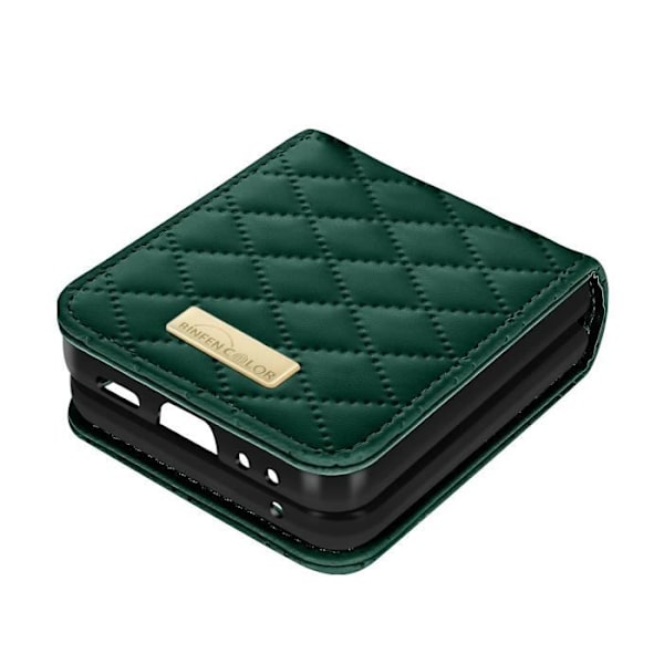 Telefoncover - AVIZAR - Samsung Galaxy Z Flip 5 - Kunstlæder - Rhombisk Mønster - Grøn Grön