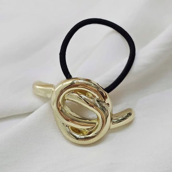 Hårgummi - AVIZAR - Skulpturel Knote - Blød Polyester - Guld Rustfrit Stål - Gul Gul