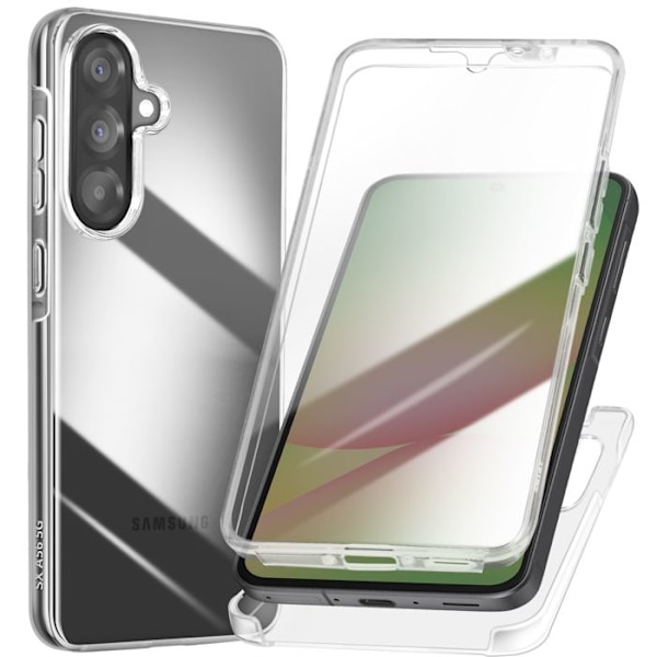 Heltäckande skydd för Samsung A56 med taktil kant och upphöjd kamera, transparent Vit