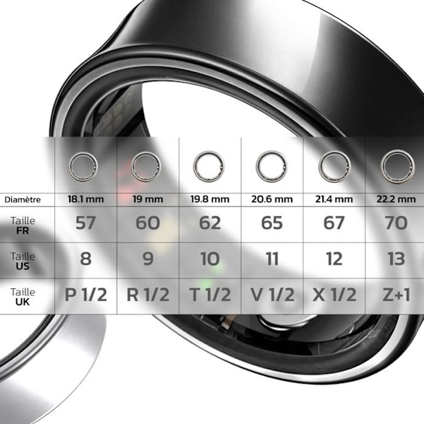 Bluetooth-forbundet ring sundhedsovervågning multisport vandtæt størrelse 10 sort