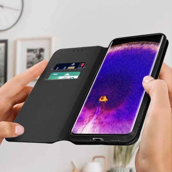 Oppo Find X5 Pro Wallet Case Video Support Funktion Sort Svart