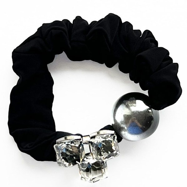 Satin Chouchou - AVIZAR - Sofistikeret - Krystaller - Sølvperle - Sort Svart
