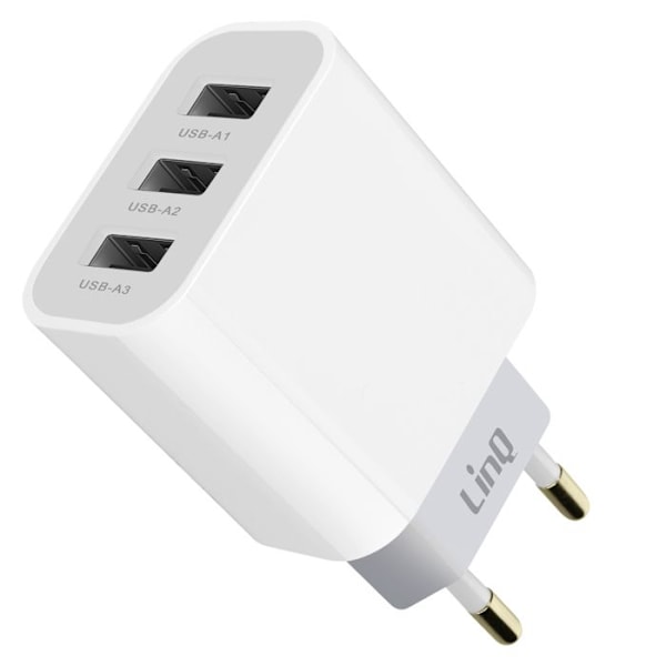 Laddare Sektor Triple USB Effekt 15.5W Kompakt Format LinQ Vit Vit