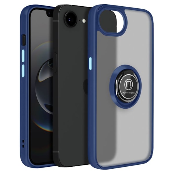 Coque för iPhone 16e Magnetring Blå Blå