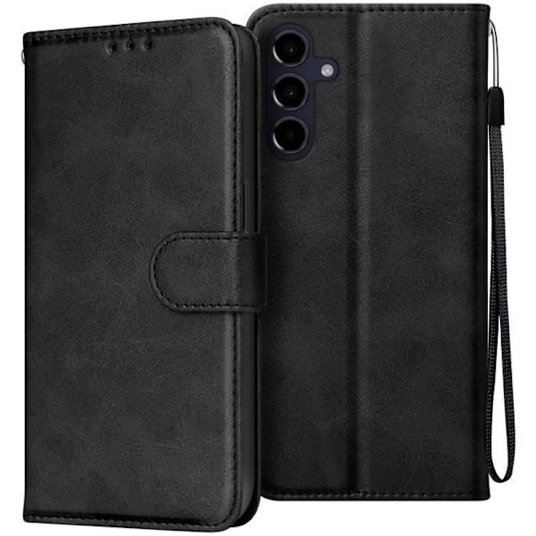 Fodral för Samsung Galaxy A16 Handledsrem Flip Wallet Stand Black Svart