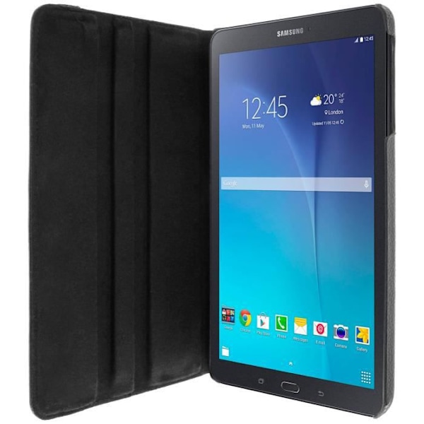 Hylster - Samsung - Galaxy Tab E 9.6'' - 360° roterende - Øko-læder prægning - Sort Svart