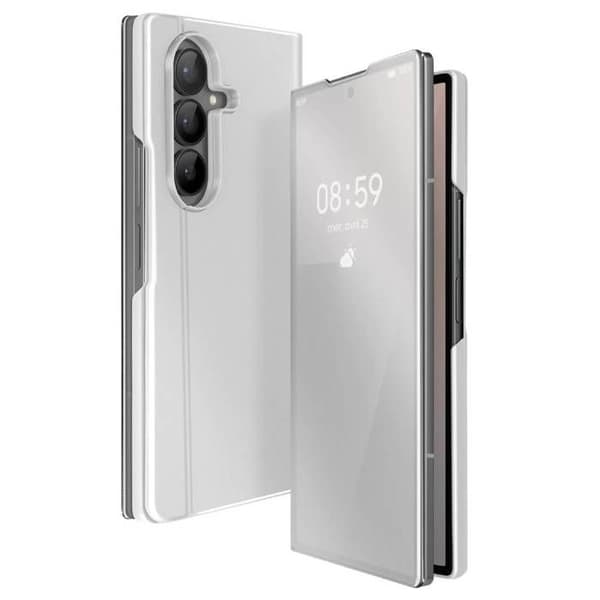 Skyddsfodral för Galaxy Z Fold 7 Clear View med Videostöd Silver Grå