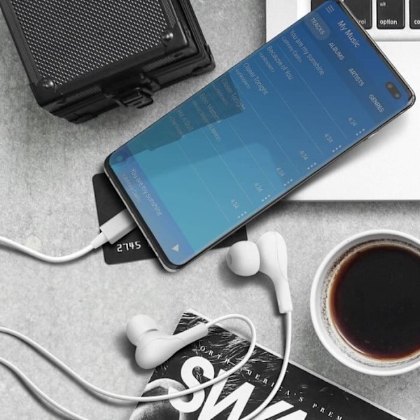 USB-C trådbundna hörlurar - 4 SMARTS - In-ear - Magnetisk fjärrkontroll - Brusreducerande - Ergonomisk Vit