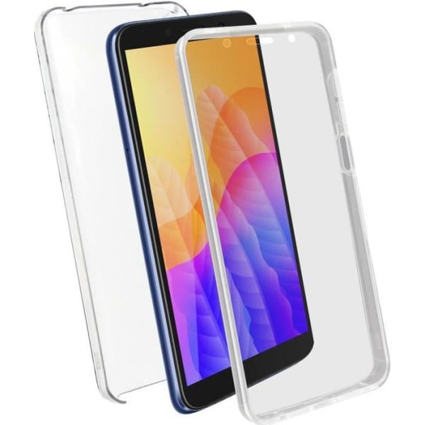 Coque - ILMOITA - Huawei Y5p - Kova Takasuoja - Pehmeä Etu - Läpinäkyvä Valkoinen Klar vit