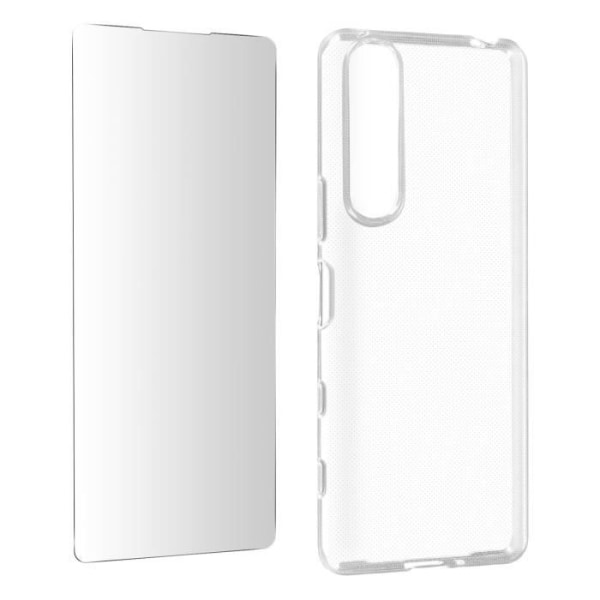 Fodral Sony XPeria 5 III Mjukt Silikon Härdat Glas 9H Klar Transparent Vit