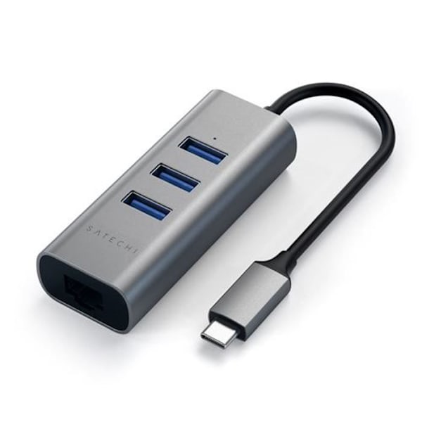 USB Hub - Satechi - USB-C 4 i 1 - Siderisk Grå - 3 USB-porte - RJ45 Ethernet-port