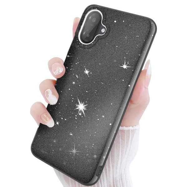 Cover til Galaxy A07 Bi-Materiale Design og Glitrende Finish Sort Svart