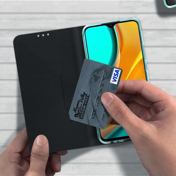Xiaomi Redmi 9 etui - AKASHI - Video Support Card Holder - Sort Svart