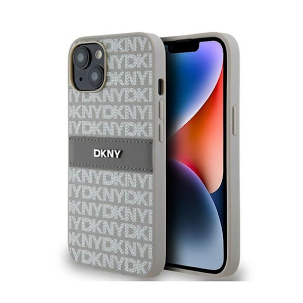 DKNY Læder Mono Stripe & Metal Logo - iPhone 14/15/13 etui (beige)