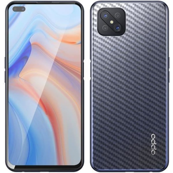 Oppo Reno 4Z film foran hærdet glas bag blød carbon transparent sort