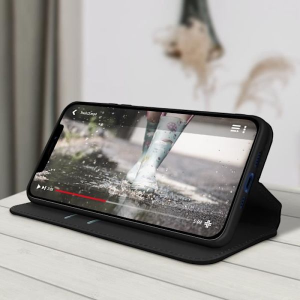 Foliofodral - AVIZAR - iPhone 12 Mini - Svart - Videostöd - Fack för kort Svart