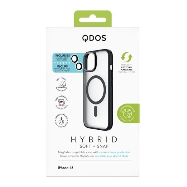 Coque - Hybrid Soft Snap - iPhone 15 - Musta - Pehmeä - Yhteensopiva MagSafe sort