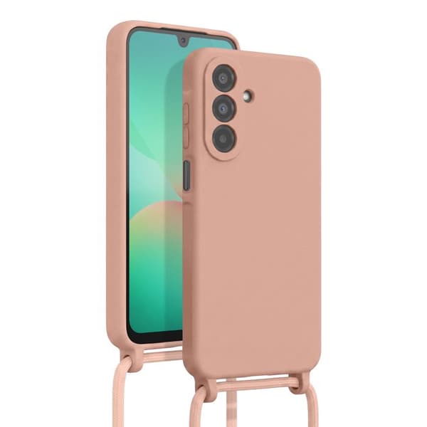 Silicone Cover til Samsung Galaxy A26 med Halsrem i Rosa Ros
