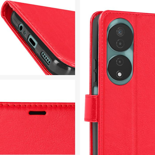 Taske til Honor 90 Smart Wallet Stand Funktion med håndledsrem Mayaxess Red Röd