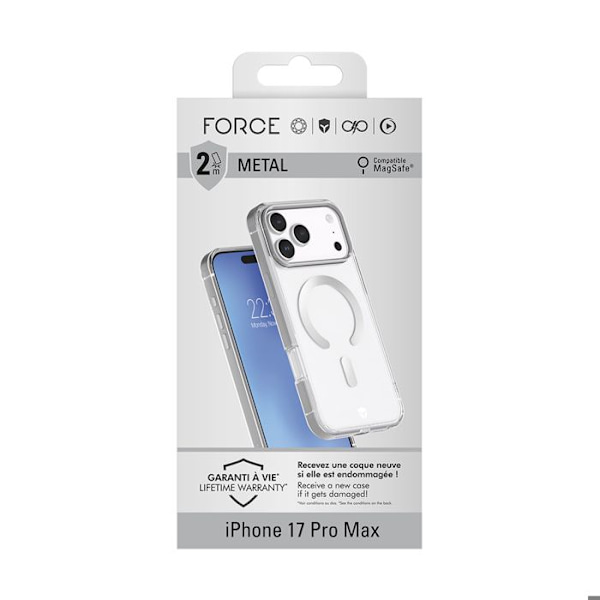 iPhone 17 Pro Max MagSafe Cover Metal Stødabsorberende 2m Premium FORCE CASE Grå Grå