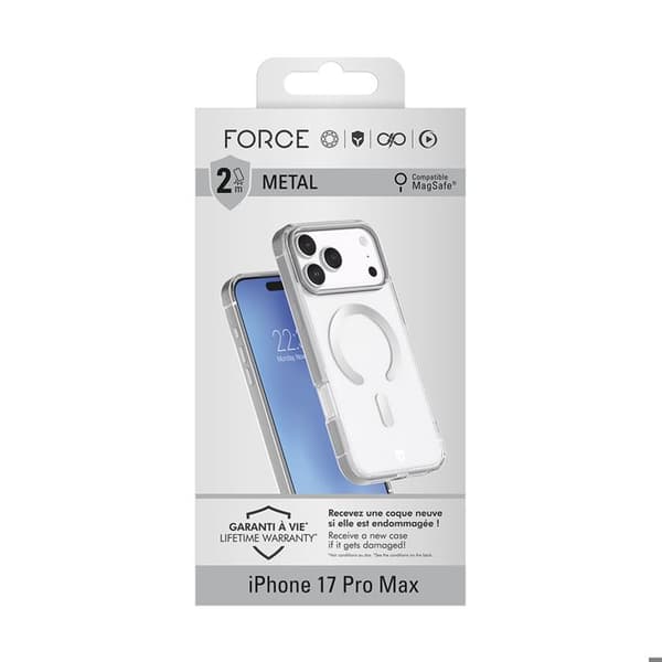 iPhone 17 Pro Max MagSafe Kontuurimetalli Iskunkestävä 2m Premium FORCE CASE Harmaa Grå