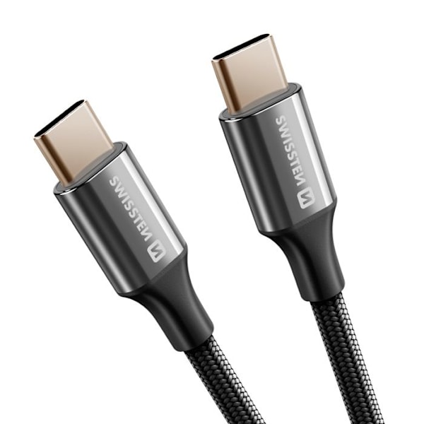 USB-C til USB-C Flettet Design Anti-tryk Swissten Sort Svart