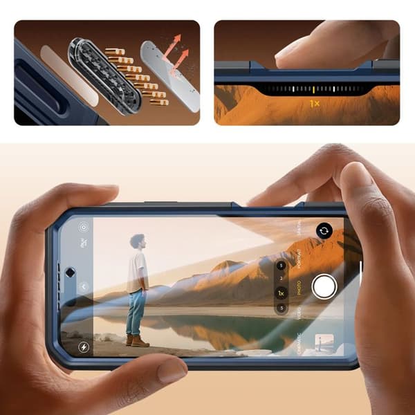 Fuldt dæksel - SUPCASE - iPhone 17 Pro Max - Fuld beskyttelse - Indbygget kickstand - Mørkeblå Blå