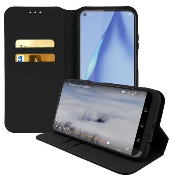 Housse - AVIZAR - Huawei P40 Lite - Folio Wallet Case - Eco-leather - Sort Svart