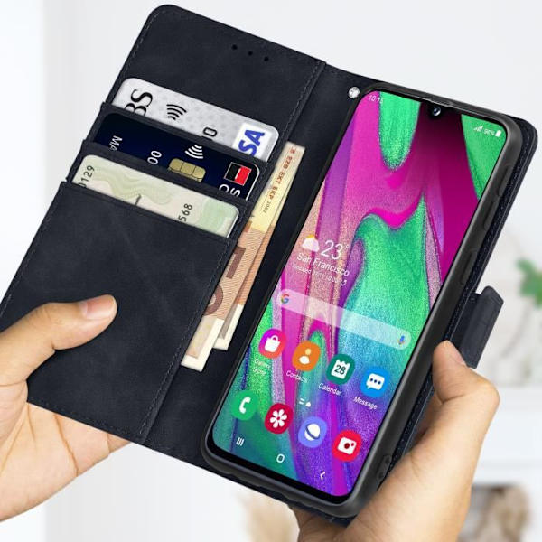 Étui för Samsung Galaxy A40 - MÄRKE - Krokodilskinnseffekt - Plånboksöppning - Video Stöd - Mörkblå Midnattsblå
