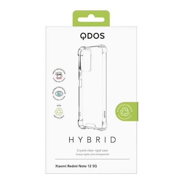 Kotelo Xiaomi Redmi Note 12 5G Hybrid Hard QDOS Transparent -puhelimelle Transparent