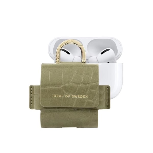 Mini-väska för AirPods Pro 1 / Pro 2 Modell Flo Texturerat Krokodil med Karbinhake IDEAL OF SWEDEN Grön Grön