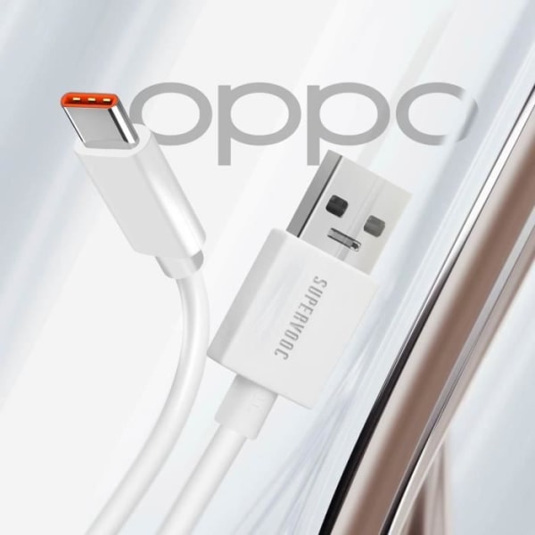 USB til USB-C Kabel Original Oppo SuperVOOC 65W Hvid 1m Vit