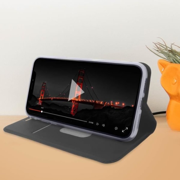 Étui Folio - iPhone 11 - Sort - Øko-læder - Video støtte - Kort opbevaring Svart